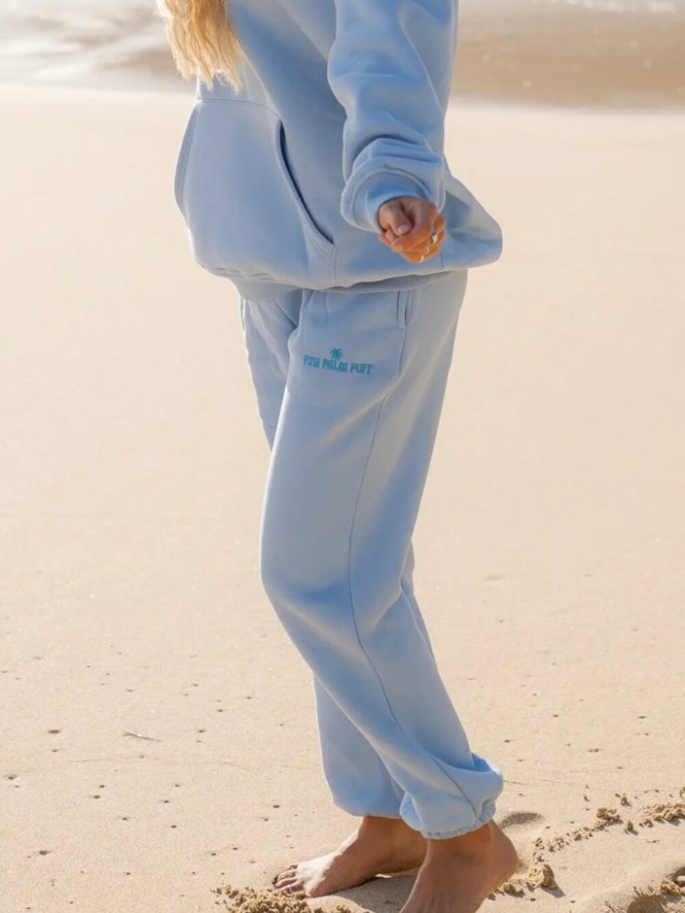 Pink Palm Puff Puff Sweatpants in Blue Size XS